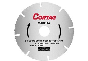 7192 DISCO CORTE MADEIRA CORTAG C/ TUNGSTÊNIO 110mm  4. 3/8''