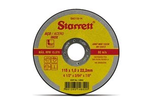 8015 DISCO DE CORTE P/ FERRO STARRETT INOX 4.1/2''x7/8 DAC115-14